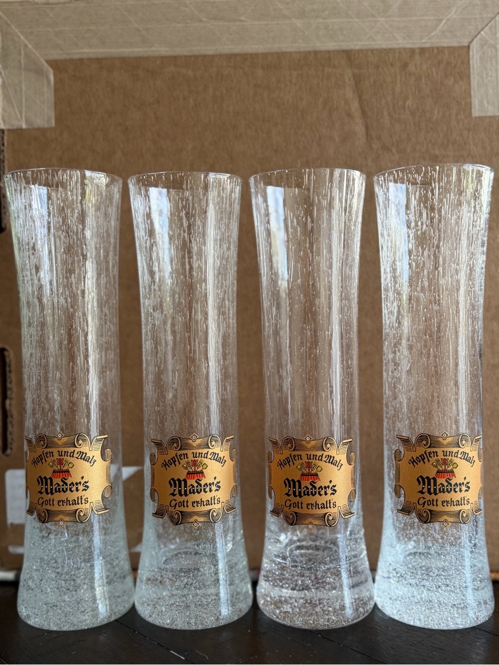 RASTAL Germany Hopfen und Malz MADER’S Hand Blown Beer Glasses 4 Count